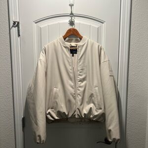 ALO Faux Leather Premier Bomber Jacket - New condition - $298 retail -color Bone